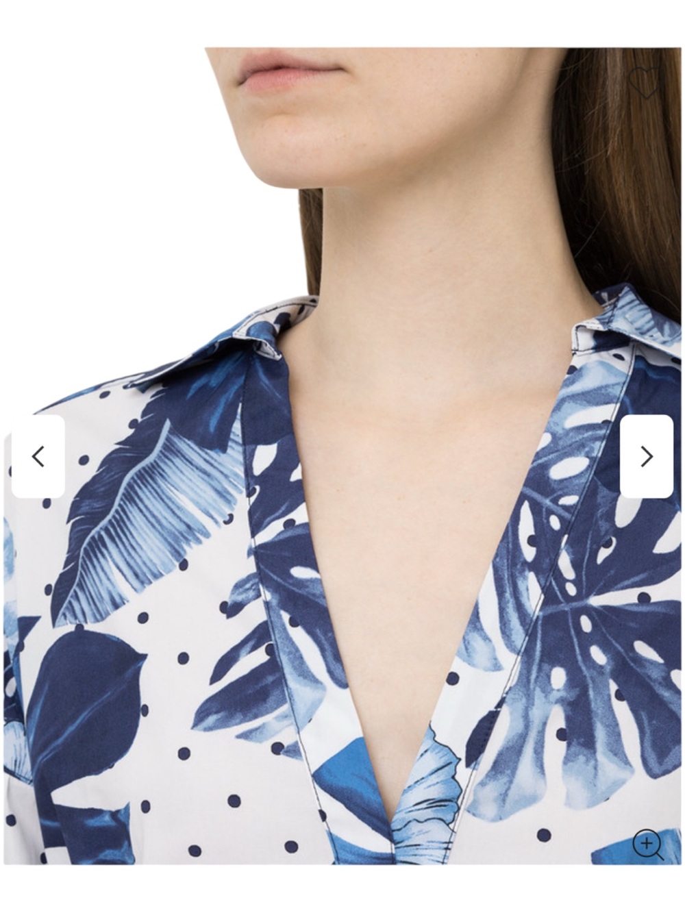 Twinset Milano Blue White Palm Leaf Print Poplin Shirt Mini Dress 46 - Picture 5 of 16